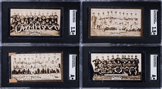 1913 T200 Fatima Team Cards SGC-Graded Quartet (4 Different) – Featuring "Shoeless Joe" Jackson, Jim Thorpe and Christy Mathewson